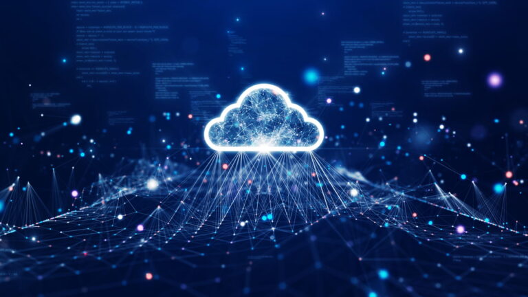 Digital cloud security illustration representing a Zero Trust Network with connected data points and secure access controls
